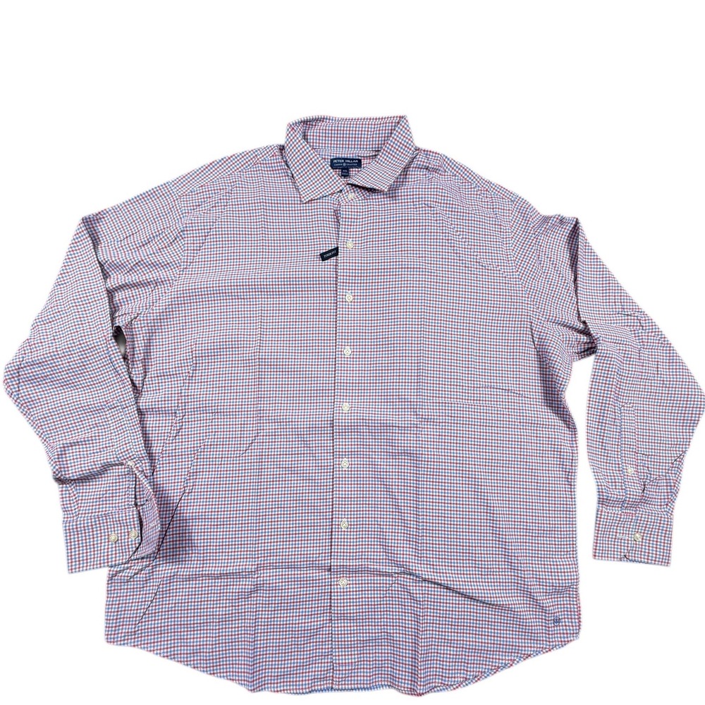 Peter Millar Crown Crafted Men's XXL plaid button down tour fit collared‎ shirt